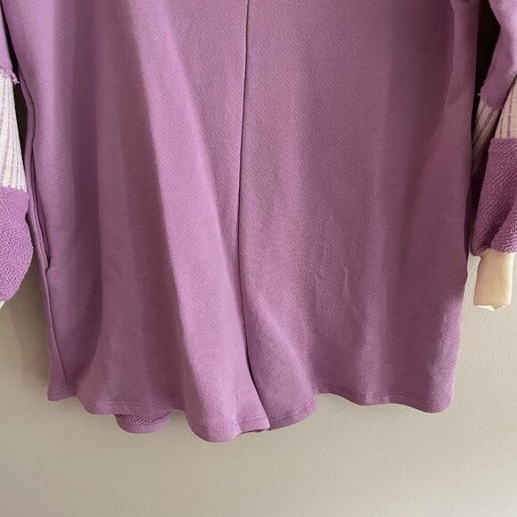 Bucket List Women S Lavender French Terry Color-Block Collared Loose Fit Romper - Picture 3 of 13